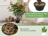 40" Lifelike Artificial Camellia Tree - 37 Yellow BloomsDense Green Leaves, GreenYellow 68479469