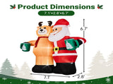 Santa Claus Hugging Reindeer Inflatable 6.8ft, 190D Polyester Christmas Yard Decor with 6 LED 16150534