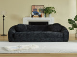 86-inch Curved Convertible Sofa Recliner, 2-in-1 Frameless Folding Sofa Bed with Pull-Out Base and W3505P452820