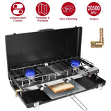 3-Burner Propane Camping Stove 20000 BTUs, Portable Camp Stove with 3 Adjustable Burners and 07649415
