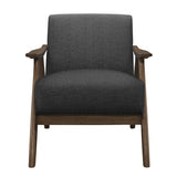 Modern Home Furniture Dark Gray Fabric Upholstered 1pc Accent Chair Cushion Back and Seat Walnut B01172867