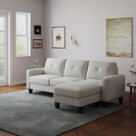 ZUN Living Room Furniture with Polyester Fabric L Shape Couch Corner Sofa for Small Space Beige W1097P178034
