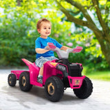 ZUN 6V Kids Electric ATV, Toddler Ride on Car with Trailer, Music, Bluetooth Power Display for Boys W2181P160390