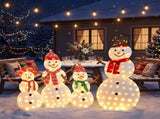 4-Pack 5FT Snowman Family, White 2D with Branch Arms, 250 Warm White Lights, Christmas Light Set 40607208