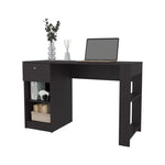 ZUN Sun City Computer Desk with a Drawer and Open Storage, Wengue B128P263730