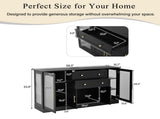 U-Style 58.3" Modern Buffet Sideboard with 4 Doors & 2 Drawers, Adjustable Shelves, Power Outlet, N711P437648B