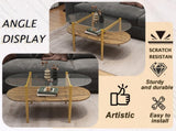 Oval shaped glass coffee table modern design, length 41 x width 21 x height 17 inches, for living W1727P356427