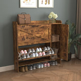 Shoe Storage Cabinet with 2 Flip Drawers, Freestanding Organizer with Metal Legs for Entryway, W2129P299615