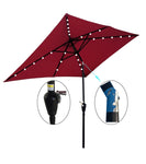 ZUN 10 x 6.5t Rectangular Patio Solar LED Lighted Outdoor Umbrellas with Crank and Push Button Tilt for W65627943