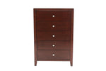 ZUN Brown Cherry 1pc Chest Nickel Round Knob Transitional Style 5-Drawers Chest Table Rubberwood B011P250828