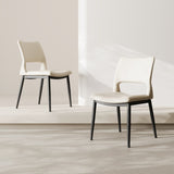 Modern minimalist white PU leather Dining Chairs Set of 2, comfortable backrest design, metal leg W1727P251121