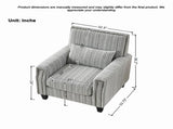 Modern Accent Chair with Arms,Comfy Upholstered for Living Room,Grey and White Striped W3373P363920