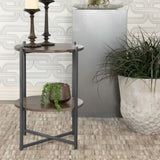 Natural and Gunmetal Accent Table with Bottom Shelf B062P153890