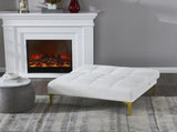 Convertible sofa bed futon with gold metal legs teddy fabric W109768483