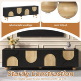 Farmhouse TV Stand with Cable Holes for TVs up to 75", Cream Style Media Console with Rebound N721P288695B