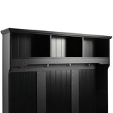 U-Can 5-in-1 Entryway Bench with Shutter-shaped doors, Coat Rack, Cushion and 4 Sturdy Hooks, 47.2'' WF311556AAB
