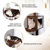 ZUN 56.7" Cat Tree with Litter Box Enclosure Large, Wood Cat Tower for Indoor Cats with Storage Cabinet 08624620