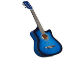 Blue 38-inch Acoustic Guitar with Picks, Strings, Capo, Case, Tuner, and Strap 24629343