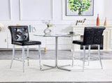 A set of 2 black vintage crocodile bar chairs, featuring crystal clasp design and synthetic W3875P383114