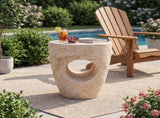 14.5'' Modern Minimalist Magnesia Oxide Side Table with Sculptural Hollow Design Durable and N767P290454T