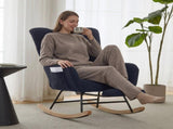 Teddy Fabric Wingback Glider Rocker & Ottoman Set, Nursery Nursing Rocking Chair with Side Storage 23736563