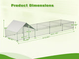 26'Lx6.7'Wx6.6' ft Large Metal Chicken Coop, Walk-in Chicken Run, Galvanized Wire Poultry Chicken 52180242