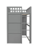 ZUN Twin Size House Loft Bed With Ladder-Gray+White Frame 72573303