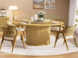 55-inch round dining table for six, featuring a double-tiered storage rack and a rotating tabletop W1162P357242