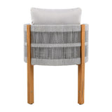 Acacia Wood Outdoor Dining Chairs 2-Pack with Grey Rope Handles, Washable Waterproof Grey Cushions, N779P279983G