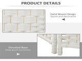 6FT Tall 6-Panel Folding Room Divider, White Weave Privacy Screen with Portable Partition Wall for 33669644