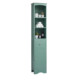 ZUN Tall Bathroom Cabinet, Freestanding Storage Cabinet with Drawer, MDF Board, Adjustable Shelf, Green WF289423AAC