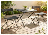 3 Piece Folding PE Rattan Bistro Set, Black Wicker Patio Dining Set with 1 Coffee Table & 2 43058602