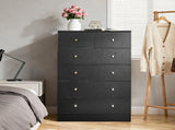 6-Drawer Storage Cabinet with Matte Gold Handles Particleboard Drawer Dresser with Textured Melamine 38131917