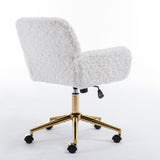 ZUN A&A Furniture Office Chair,Artificial rabbit hair Home Office Chair with Golden Metal W114392211