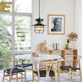 Vintage Farmhouse Pendant Light Rustic Metal Caged Pendant Lights Black Cage Hanging Lamp Adjustable 87437189