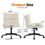 ZUN Office Chair Armless Desk Chair with Wheels, PU Padded Wide Seat Home Office Chairs, 120&deg; Rocking W1521P179327