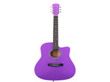 Purple 41-inch Dreadnought barrel-shaped cutaway acoustic guitar with pick, strings, capo, gig bag, 39878185