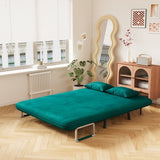 velvet Antique Green 55 Convertible Chair Bed, Tri-Fold Sofa Bed with Adjustable Backrest & Pillow, W1767P192809