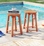 2 PCS 18-Inch Outdoor Wood Bar Stools Set 27100467