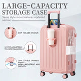 20/24/28in ABS 360&deg Spinner Wheel Luggage, Carry on Suitcase, with Cup Holder & USB Port W2787P262949