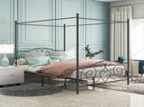 Metal Canopy Bed Frame with Vintage Style Headboard & Footboard , Easy DIY Assembly All Parts W84036133