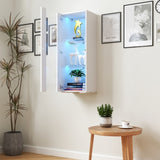 Storage Cabinets with aluminum strip lamp,with Glass Shelves, for Living Room/Bedroom/Office W331P251042