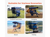Folding Camping Chair with Canopy Shade, Portable Beach Chair with Storage Pocket, Dual Cup Holders, 10617131