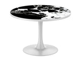 31.5" Round Modern Tulip Dining Table, Sintered Stone Tabletop with Luxury Faux Marble Print, Carbon W3316P540347