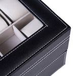 ZUN 20 Compartments Dual Layers Elegant Wooden Watch Collection Box Black 74095307