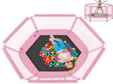 55'' Toddlers Trampoline with Safety Enclosure Net and Balls, Indoor Outdoor Mini Trampoline for 33415175