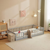 Fence Bed With Door With Board Grey Painted Pine Twin Children's Bed 50876733