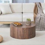 Simple deep walnut cylindrical coffee table, 27.5-inch diameter x 12 inch height,MDF material living W1151P291410