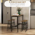 ZUN Bar Table Set for 4, Industrial High Top Table with Bar Stools, 5-Piece Small Kitchen Table and 70906777