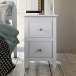 ZUN 2 Drawers Solid Wood Nightstand End Table in White WF283148AAK